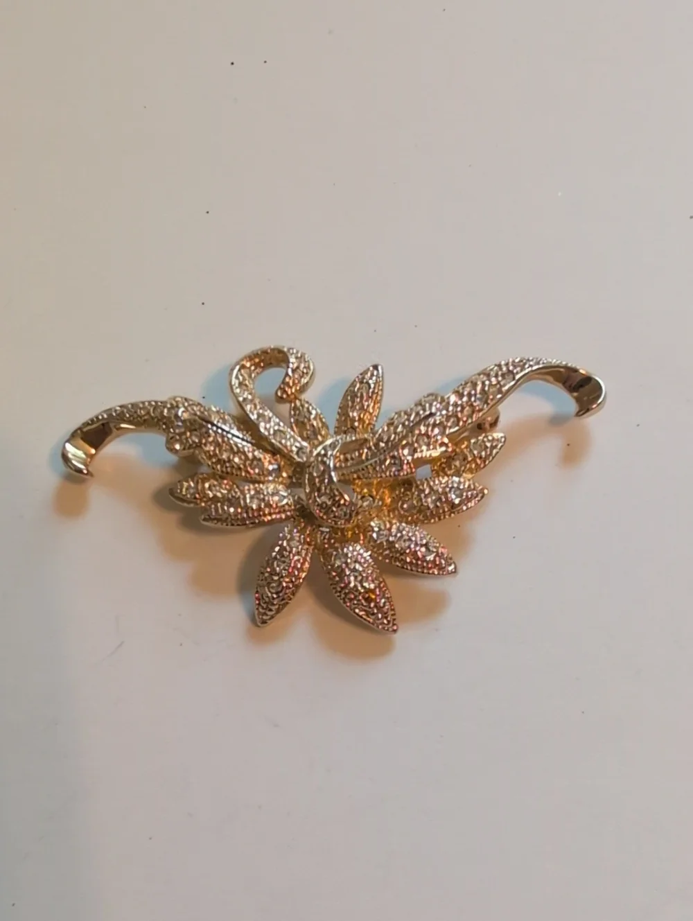 Napier Vintage Gold-Tone Crystal Brooch - Elegant Floral Design